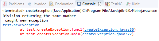 newly defined exception caught in appropriate catch block